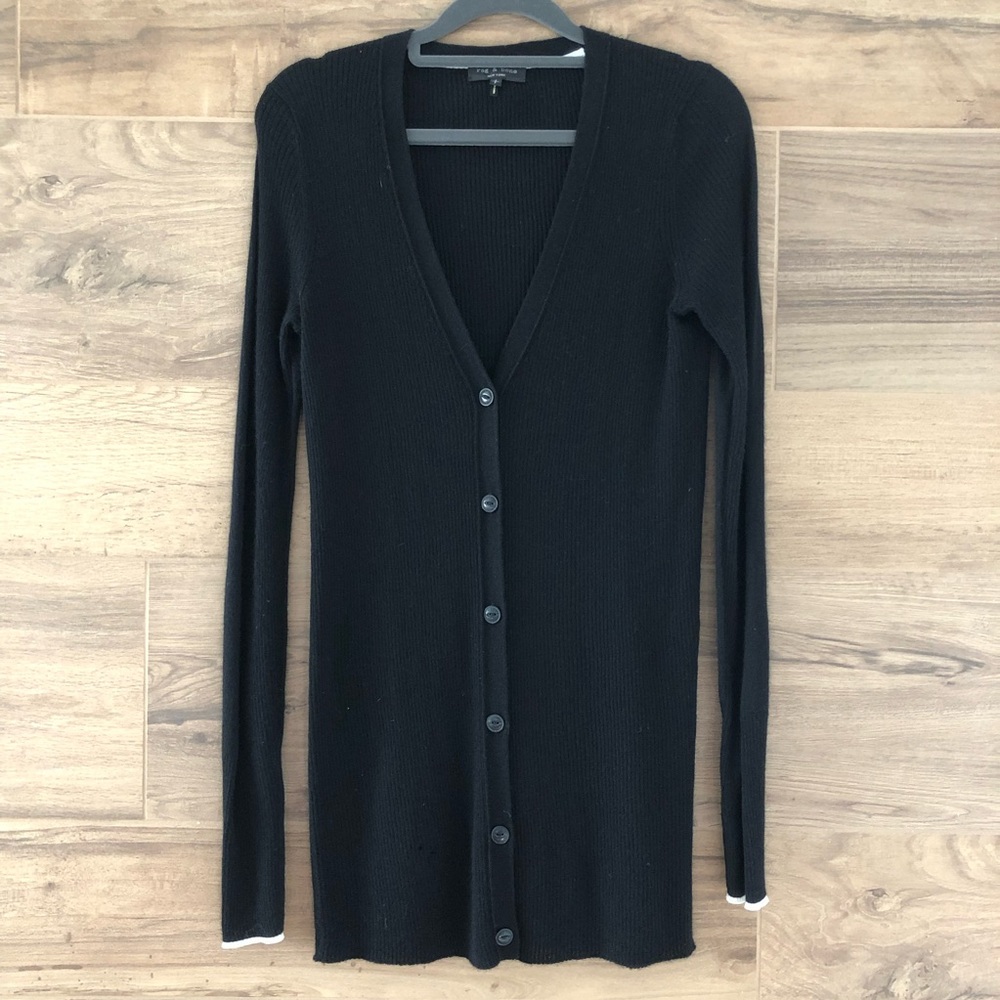 rag & bone Black Cashmere Ribbed Cardigan Size S